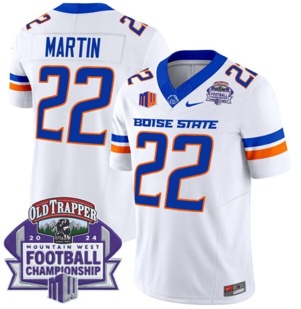 Men's Doug Martin Jersey #22 Boise State Broncos 2024 Championship Vapor White