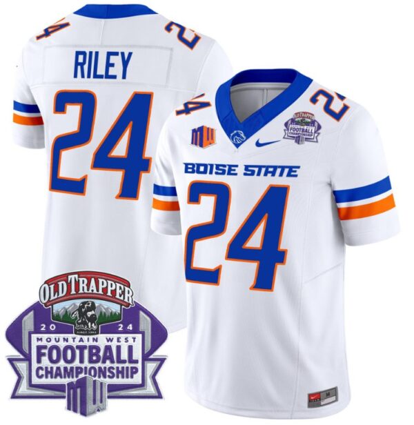 Men's Dylan Riley Jersey #24 Boise State Broncos 2024 Championship Vapor White