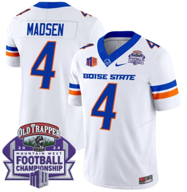 Men's Maddux Madsen Jersey #4 Boise State Broncos 2024 Championship Vapor White