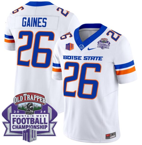 Men's Sire Gaines Jersey #26 Boise State Broncos 2024 Championship Vapor White