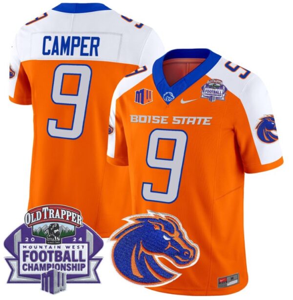 Men's Cameron Camper Jersey #9 Boise State Broncos 2024 Championship Vapor Orange Alternate