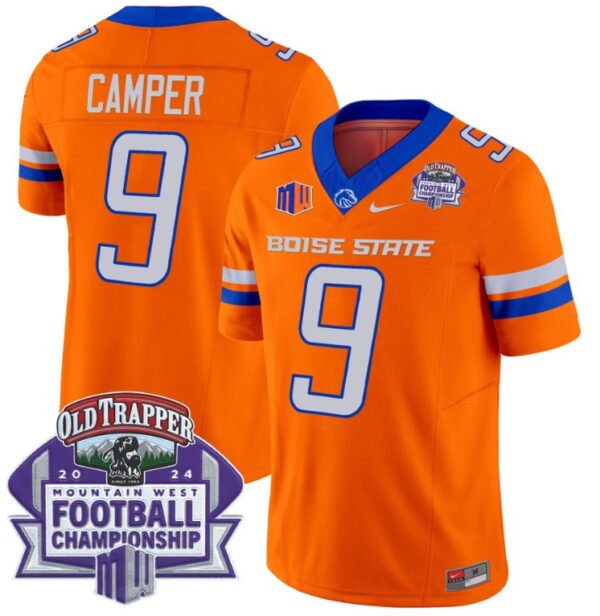 Men's Cameron Camper Jersey #9 Boise State Broncos 2024 Championship Vapor Orange