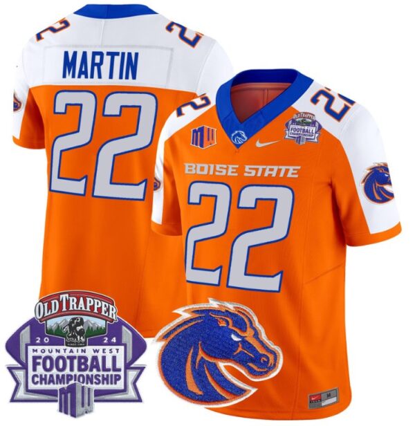 Men's Doug Martin Jersey #22 Boise State Broncos 2024 Championship Vapor Orange Alternate