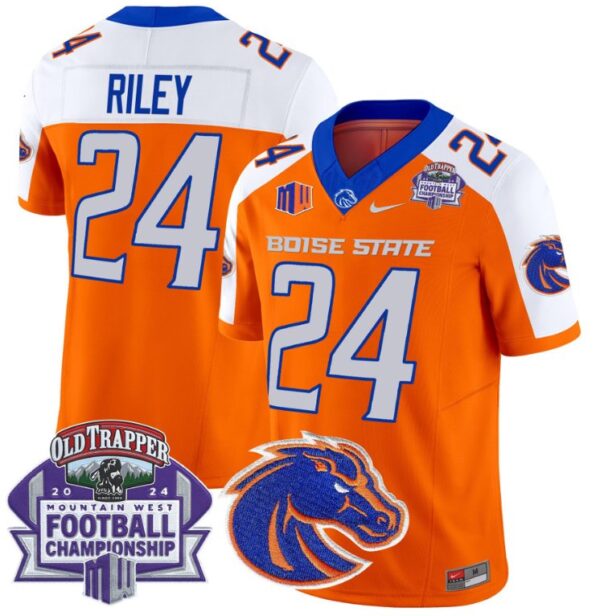 Men's Dylan Riley Jersey #24 Boise State Broncos 2024 Championship Vapor Orange Alternate