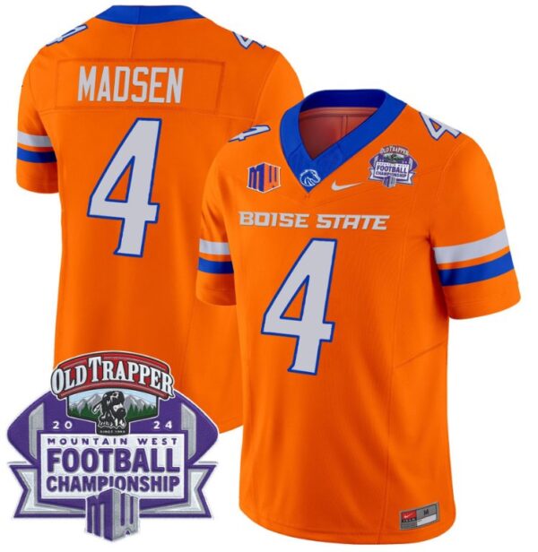 Men's Maddux Madsen Jersey #4 Boise State Broncos 2024 Championship Vapor Orange