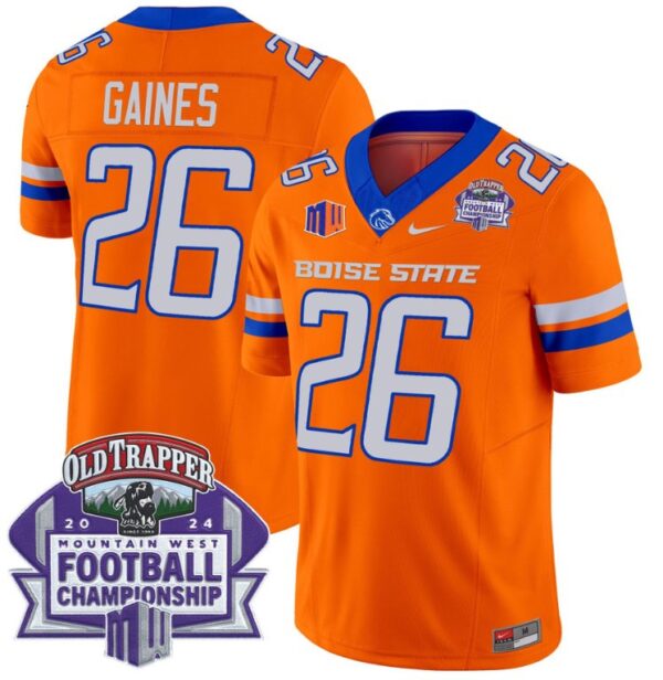Men's Sire Gaines Jersey #26 Boise State Broncos 2024 Championship Vapor Orange
