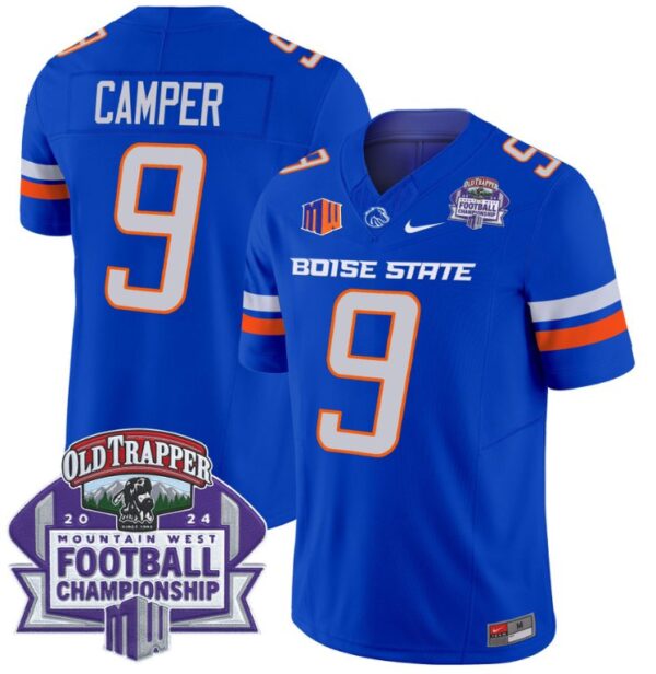 Men's Cameron Camper Jersey #9 Boise State Broncos 2024 Championship Vapor Royal
