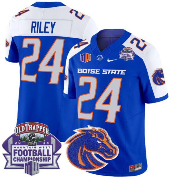 Men's Dylan Riley Jersey #24 Boise State Broncos 2024 Championship Vapor Royal Alternate