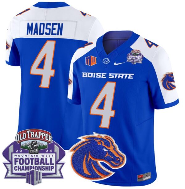 Men's Maddux Madsen Jersey #4 Boise State Broncos 2024 Championship Vapor Royal Alternate