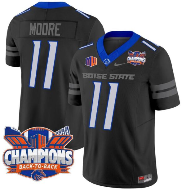 Men's Kellen Moore Jersey #11 Boise State Broncos Back To Back Champions Black