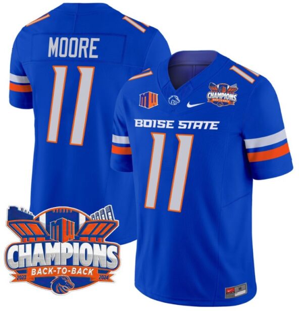 Men's Kellen Moore Jersey #11 Boise State Broncos Back To Back Champions Royal