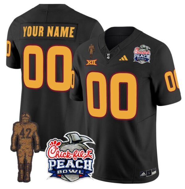 Men's Custom Sun Devils Pat Tillman Jersey Name, Number Peach Bowl Patch Black