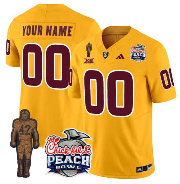 Men's Custom Sun Devils Pat Tillman Jersey Name, Number Peach Bowl Patch Gold