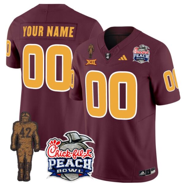 Men's Custom Sun Devils Pat Tillman Jersey Name, Number Peach Bowl Patch Maroon