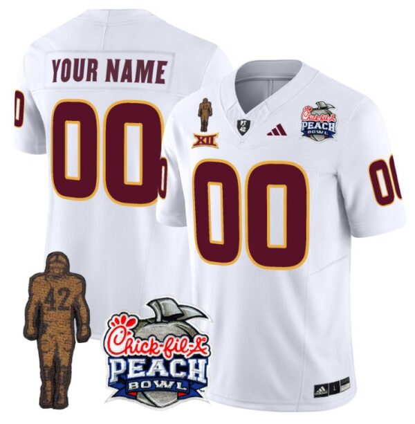 Men's Custom Sun Devils Pat Tillman Jersey Name, Number Peach Bowl Patch White