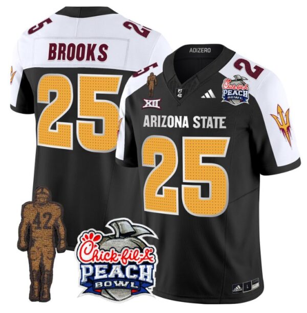 Men's DeCarlos Brooks Jersey #25 Arizona State Peach Bowl Patch Football V2 Black Alternate