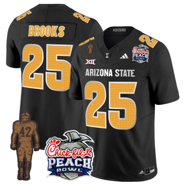 Men's DeCarlos Brooks Jersey #25 Arizona State Peach Bowl Patch Football V2 Black