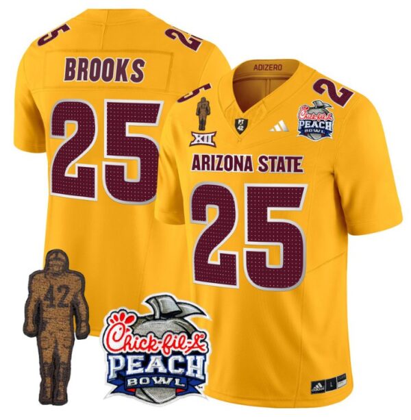 Men's DeCarlos Brooks Jersey #25 Arizona State Peach Bowl Patch Football V2 Gold