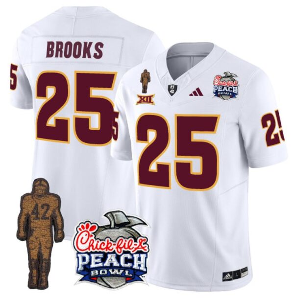 Men's DeCarlos Brooks Jersey #25 Sun Devils Pat Tillman Peach Bowl Patch White