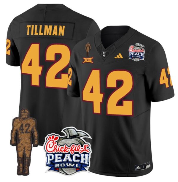 Men's Pat Tillman Jersey #42 Arizona State Peach Bowl Patch Football Black
