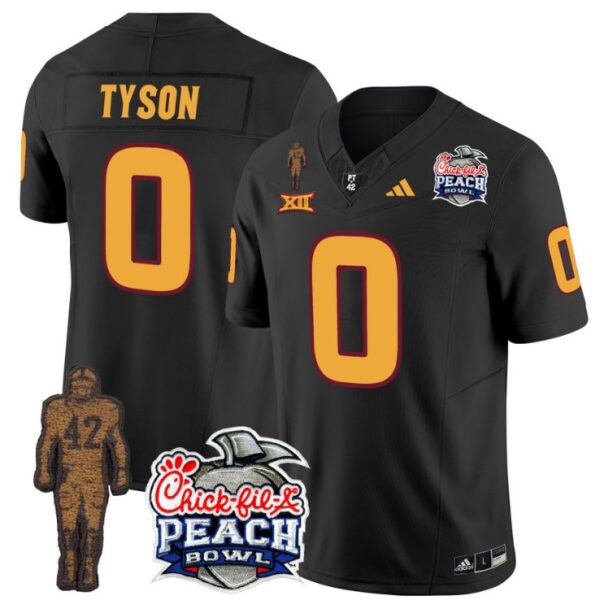 Men's Jordyn Tyson Jersey #0 Sun Devils Pat Tillman Peach Bowl Patch Black