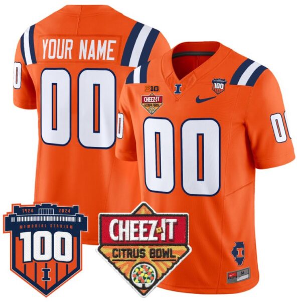 Men's Custom Illinois Fighting Jersey 2025 Cheez-It Citrus Bowl Orange