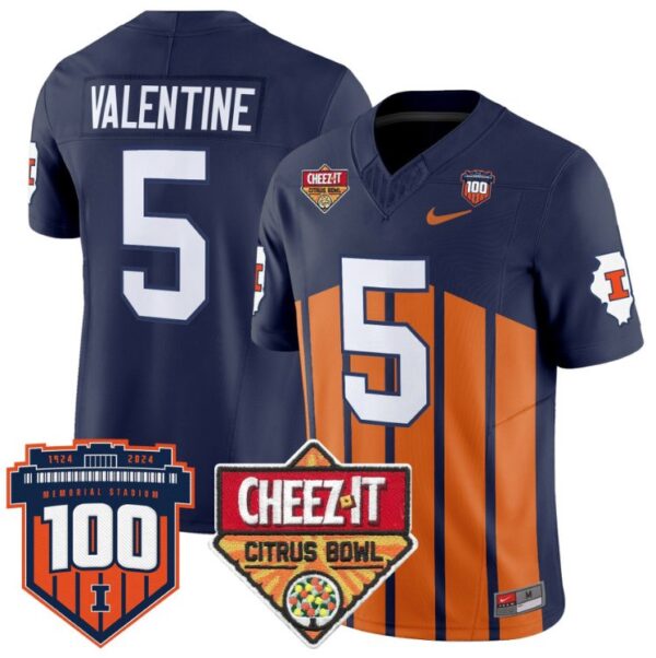 Men's Ca'Lil Valentine Jersey #5 Illinois Fighting 2025 Cheez-It Citrus Bowl Throwback