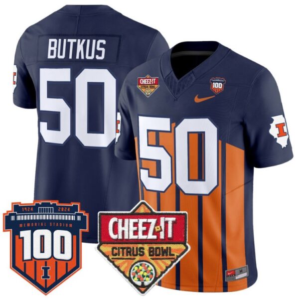 Men's Dick Butkus Jersey #50 Illinois Fighting 2025 Cheez-It Citrus Bowl Throwback