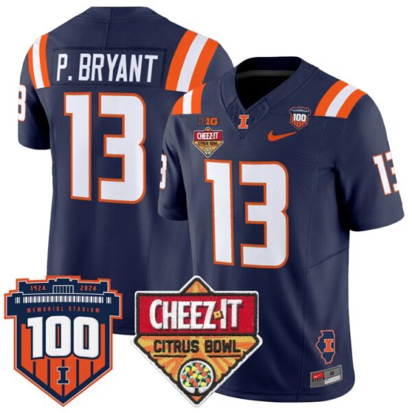 Men's Pat Bryant Jersey #13 Illinois Fighting 2025 Cheez-It Citrus Bowl Navy