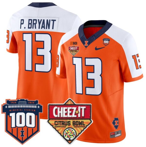 Men's Pat Bryant Jersey #13 Illinois Fighting 2025 Cheez-It Citrus Bowl Orange Alternate