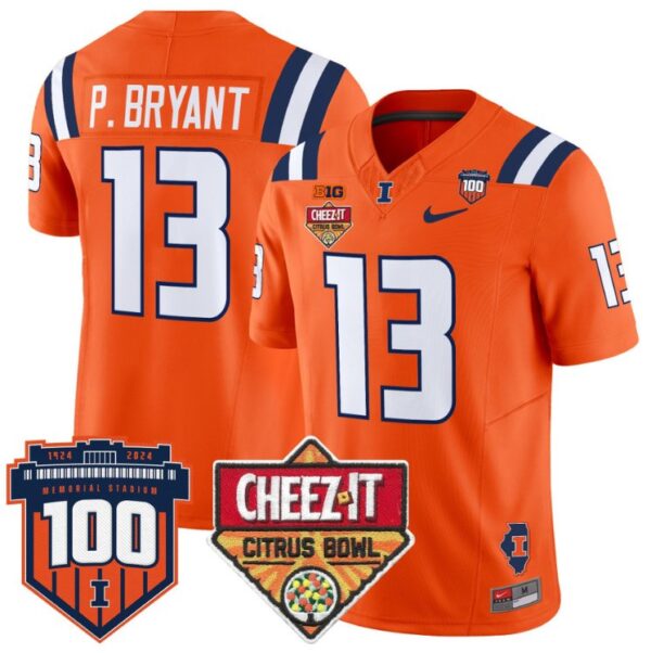 Men's Pat Bryant Jersey #13 Illinois Fighting 2025 Cheez-It Citrus Bowl Orange