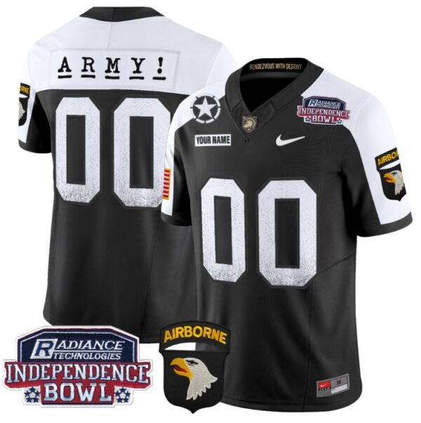 Men's Custom Army Black Knights Jersey Independence Bowl Patch 2024 Vapor Black Alternate