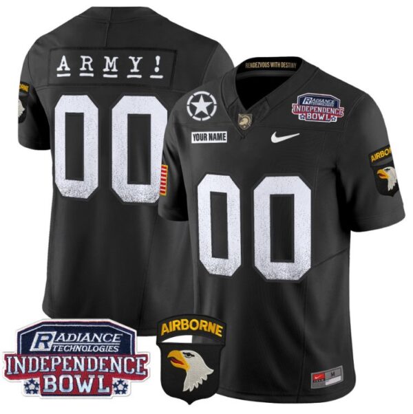 Men's Custom Army Black Knights Jersey Independence Bowl Patch 2024 Vapor Black