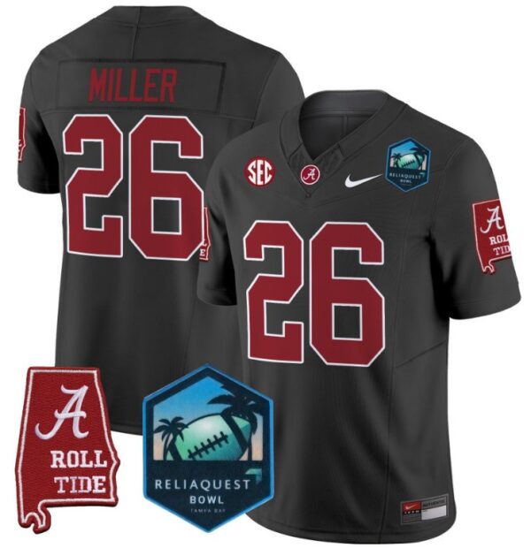 Men's Jam Miller Jersey #26 Alabama Crimson Tide 2025 ReliaQuest Bowl Black