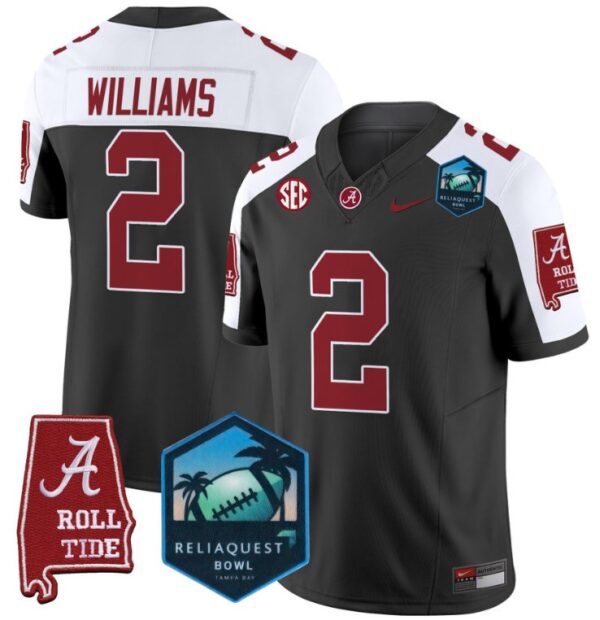 Men's Ryan Williams Jersey #2 Alabama Crimson Tide 2025 ReliaQuest Bowl Black Alternate