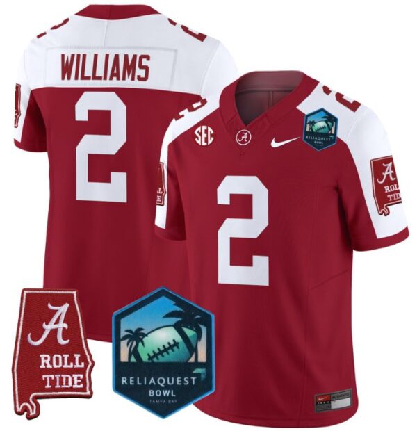Men's Ryan Williams Jersey #2 Alabama Crimson Tide 2025 ReliaQuest Bowl Crimson Alternate
