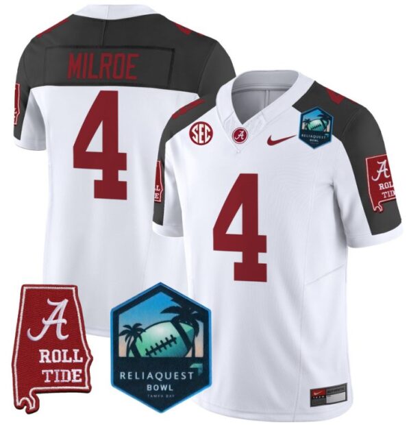 Men's Jalen Milroe Jersey #4 Alabama Crimson Tide 2025 ReliaQuest Bowl Inverted