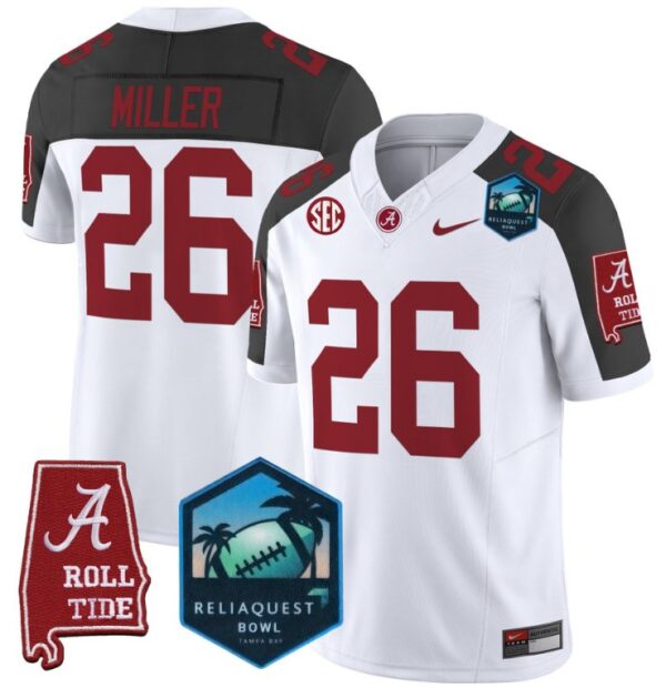 Men's Jam Miller Jersey #26 Alabama Crimson Tide 2025 ReliaQuest Bowl Inverted