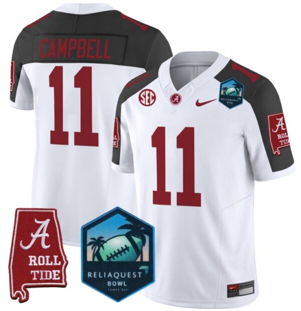 Men's Jihaad Campbell Jersey #11 Alabama Crimson Tide 2025 ReliaQuest Bowl Inverted