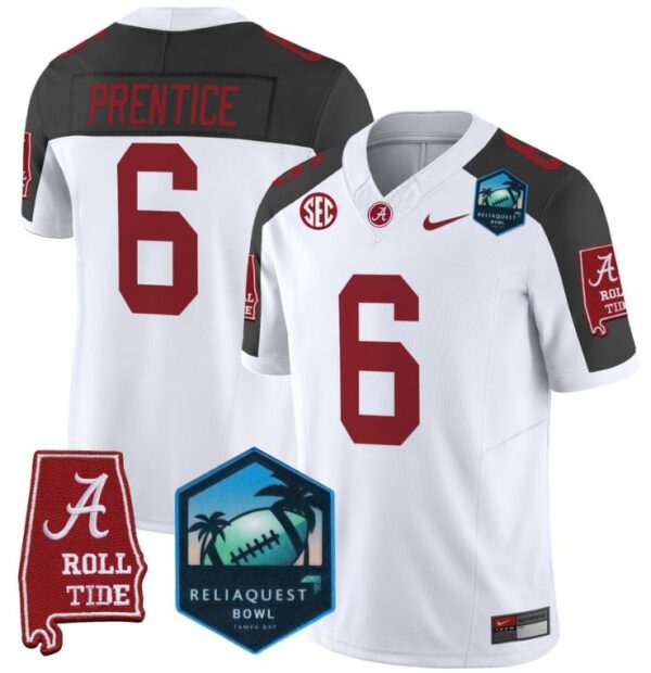 Men's Kobe Prentice Jersey #6 Alabama Crimson Tide 2025 ReliaQuest Bowl Inverted
