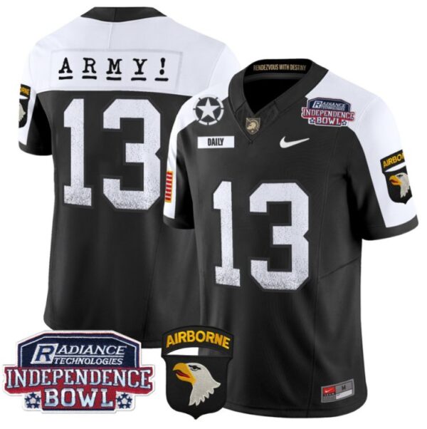 Men's Bryson Daily Jersey #13 Army Black Knights Independence Bowl Patch Black Alternate