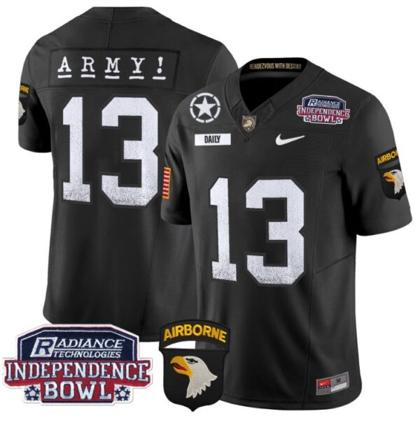 Men's Bryson Daily Jersey #13 Army Black Knights Independence Bowl Patch Black