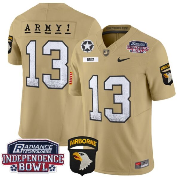 Men's Bryson Daily Jersey #13 Army Black Knights Independence Bowl Patch Tan