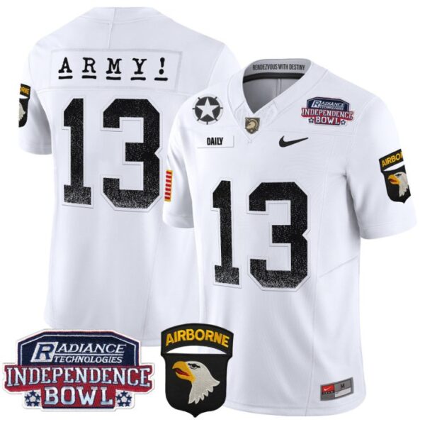 Men's Bryson Daily Jersey #13 Army Black Knights Independence Bowl Patch White