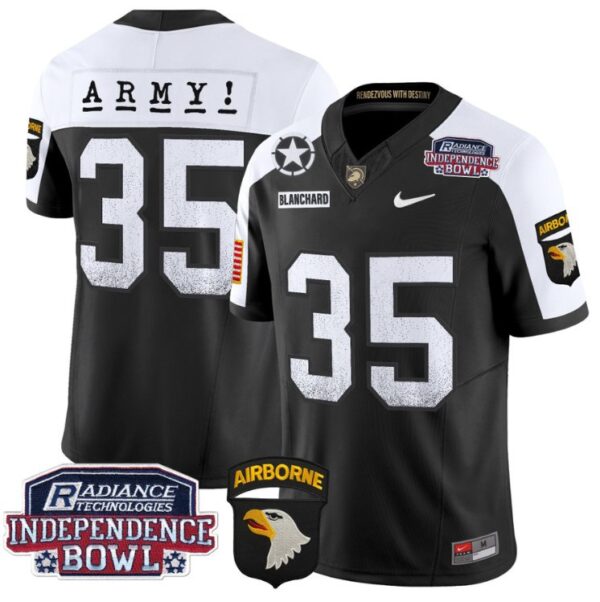 Men's Doc Blanchard Jersey #35 Army Black Knights Independence Bowl Patch Black Alternate