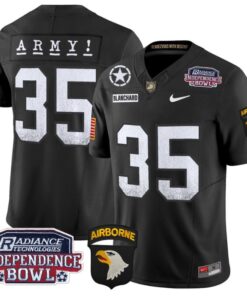Men's Doc Blanchard Jersey #35 Army Black Knights Independence Bowl Patch Black