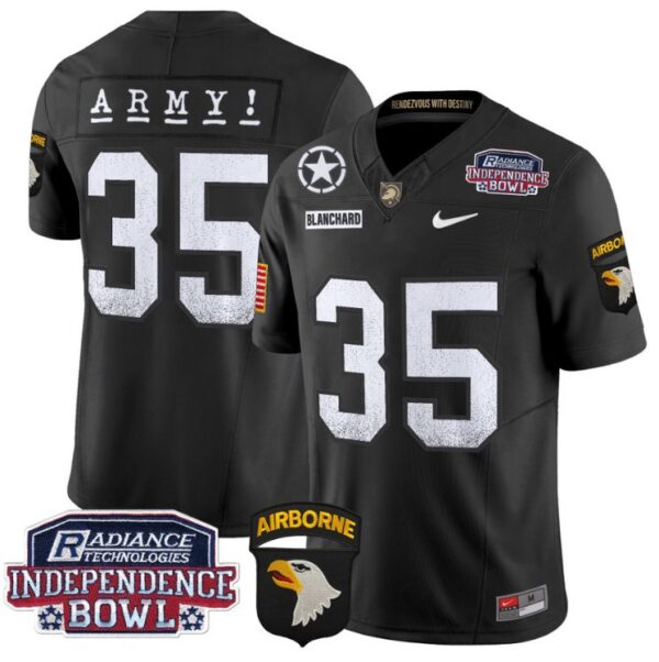 Men's Doc Blanchard Jersey #35 Army Black Knights Independence Bowl Patch Black