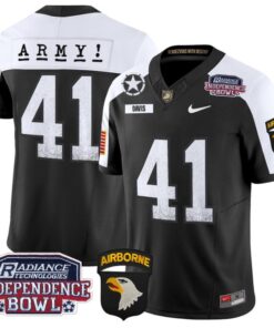 Men's Glenn Davis Jersey #41 Army Black Knights Independence Bowl Patch Black Alternate