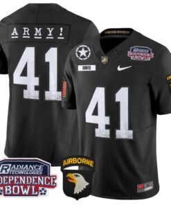 Men's Glenn Davis Jersey #41 Army Black Knights Independence Bowl Patch Black