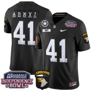 Men's Glenn Davis Jersey #41 Army Black Knights Independence Bowl Patch Black